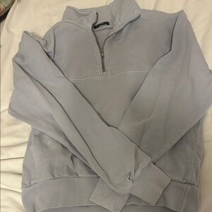 Brandy Melville Men's Sky Blue Zip-Up Sweater